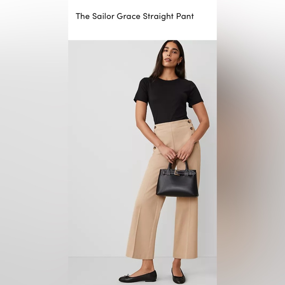 Ann Taylor Sailor Grace Straight Pants in Cappuccino Tan NWT